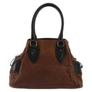 FENDI Enitco Hand Bag Leather Brown Gold Auth 179605A-13