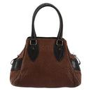 FENDI Enitco Hand Bag Leather Brown Gold Auth 179605A-2