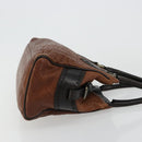 FENDI Enitco Hand Bag Leather Brown Gold Auth 179605A-3