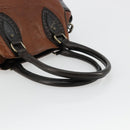 FENDI Enitco Hand Bag Leather Brown Gold Auth 179605A-7
