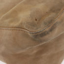 FENDI Mamma Baguette Shoulder Bag Suede Beige Gold Auth 179607-16