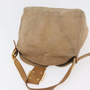 FENDI Mamma Baguette Shoulder Bag Suede Beige Gold Auth 179607-19
