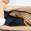 FENDI Mamma Baguette Shoulder Bag Suede Beige Gold Auth 179607-23