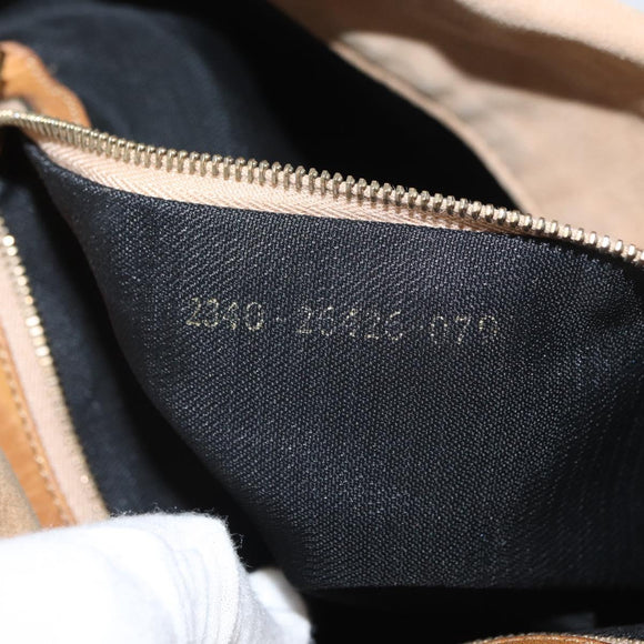 FENDI Mamma Baguette Shoulder Bag Suede Beige Gold Auth 179607