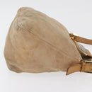 FENDI Mamma Baguette Shoulder Bag Suede Beige Gold Auth 179607-3