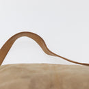 FENDI Mamma Baguette Shoulder Bag Suede Beige Gold Auth 179607-8