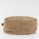 FENDI Mamma Baguette Shoulder Bag Suede Beige Gold Auth 179607-5