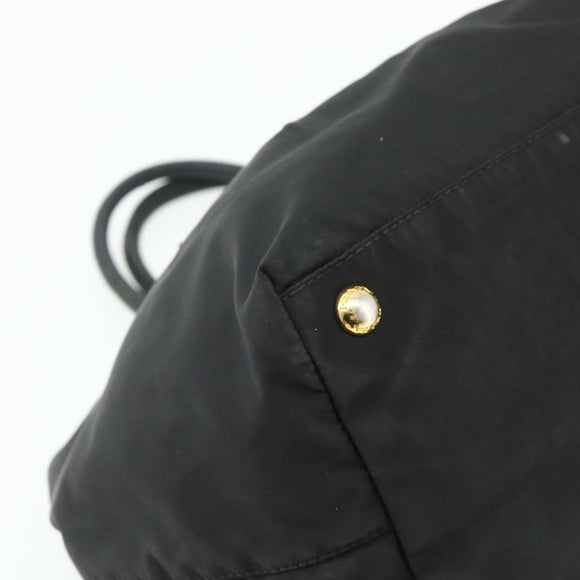 PRADA Ribbon Hand Bag Nylon Black Gold Auth 179608