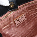 PRADA Ribbon Hand Bag Nylon Black Gold Auth 179608-10