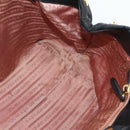 PRADA Ribbon Hand Bag Nylon Black Gold Auth 179608-18