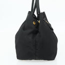 PRADA Ribbon Hand Bag Nylon Black Gold Auth 179608-3