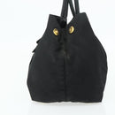 PRADA Ribbon Hand Bag Nylon Black Gold Auth 179608-4