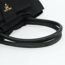 PRADA Ribbon Hand Bag Nylon Black Gold Auth 179608-7