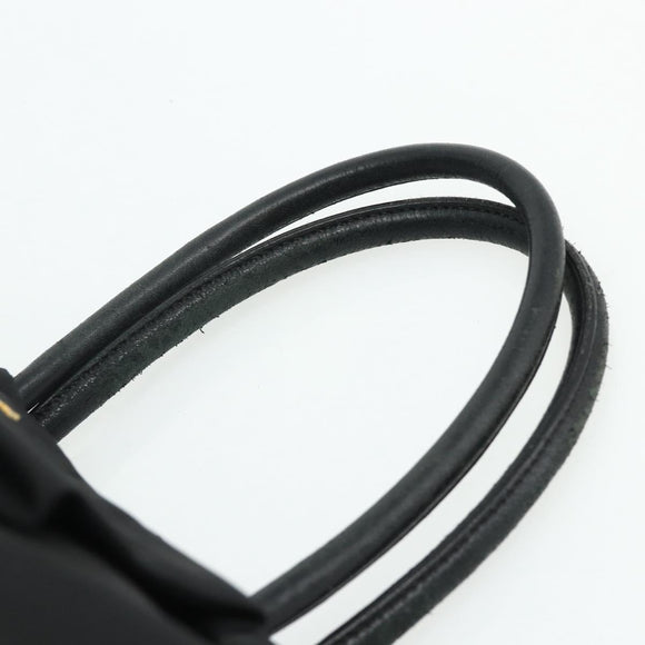 PRADA Ribbon Hand Bag Nylon Black Gold Auth 179608