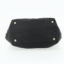 PRADA Ribbon Hand Bag Nylon Black Gold Auth 179608-5