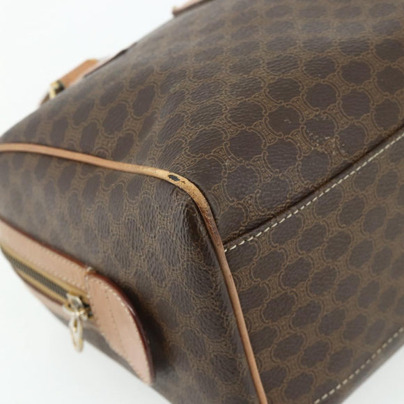 CELINE Macadam Canvas Hand Bag PVC Leather Brown Gold Auth 179609