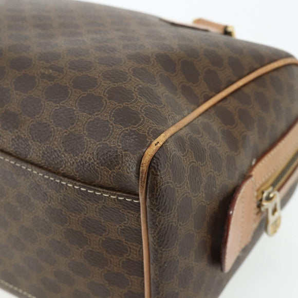 CELINE Macadam Canvas Hand Bag PVC Leather Brown Gold Auth 179609