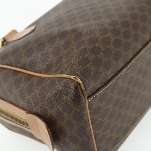 CELINE Macadam Canvas Hand Bag PVC Leather Brown Gold Auth 179609