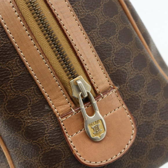 CELINE Macadam Canvas Hand Bag PVC Leather Brown Gold Auth 179609