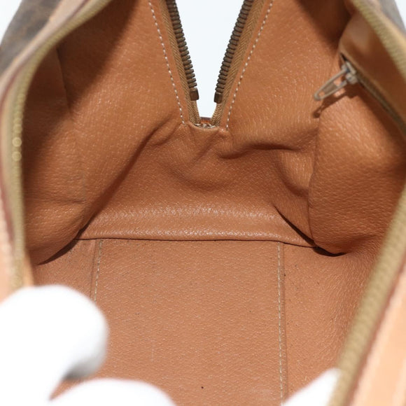 CELINE Macadam Canvas Hand Bag PVC Leather Brown Gold Auth 179609