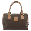 CELINE Macadam Canvas Hand Bag PVC Leather Brown Gold Auth 179609-2