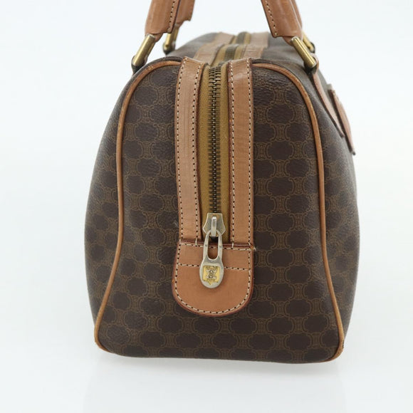 CELINE Macadam Canvas Hand Bag PVC Leather Brown Gold Auth 179609