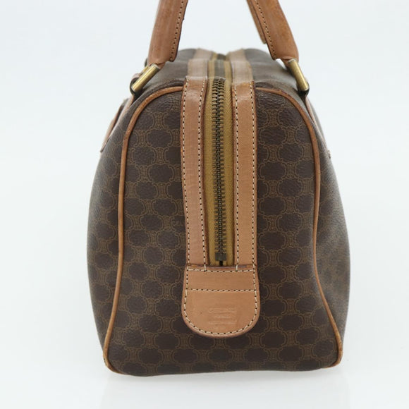 CELINE Macadam Canvas Hand Bag PVC Leather Brown Gold Auth 179609