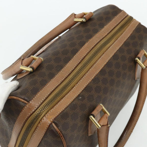 CELINE Macadam Canvas Hand Bag PVC Leather Brown Gold Auth 179609