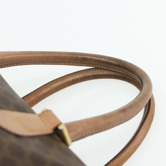 CELINE Macadam Canvas Hand Bag PVC Leather Brown Gold Auth 179609