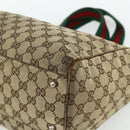 GUCCI GG Canvas Web Sherry Line Hand Bag Beige Silver 145758 Auth 179610-10