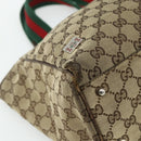 GUCCI GG Canvas Web Sherry Line Hand Bag Beige Silver 145758 Auth 179610-11