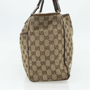 GUCCI GG Canvas Web Sherry Line Hand Bag Beige Silver 145758 Auth 179610-4
