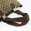 GUCCI GG Canvas Web Sherry Line Hand Bag Beige Silver 145758 Auth 179610-7