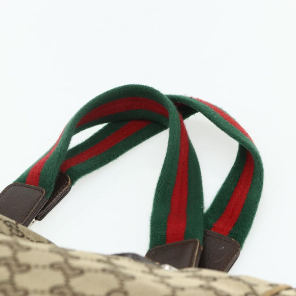 GUCCI GG Canvas Web Sherry Line Hand Bag Beige Silver 145758 Auth 179610