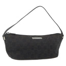 GUCCI GG Canvas Accessory Pouch Dark Brown Silver 07198 Auth 179616A-1