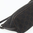 GUCCI GG Canvas Accessory Pouch Dark Brown Silver 07198 Auth 179616A-14