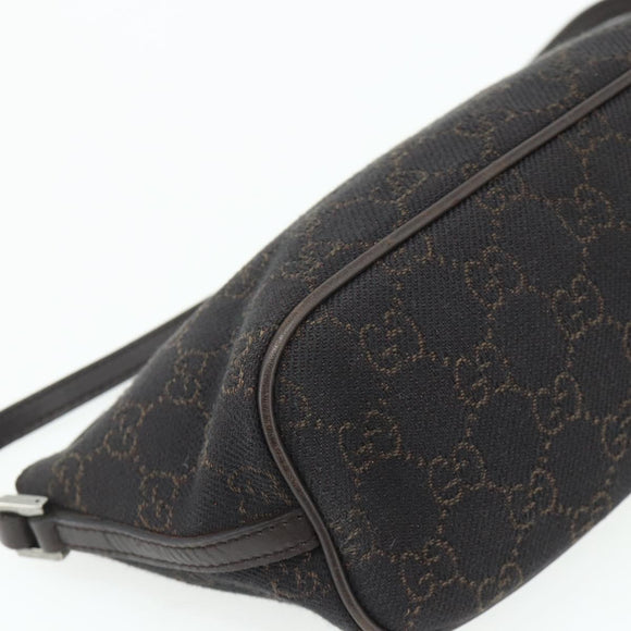 GUCCI GG Canvas Accessory Pouch Dark Brown Silver 07198 Auth 179616A