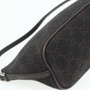 GUCCI GG Canvas Accessory Pouch Dark Brown Silver 07198 Auth 179616A-16