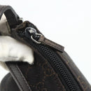 GUCCI GG Canvas Accessory Pouch Dark Brown Silver 07198 Auth 179616A-10