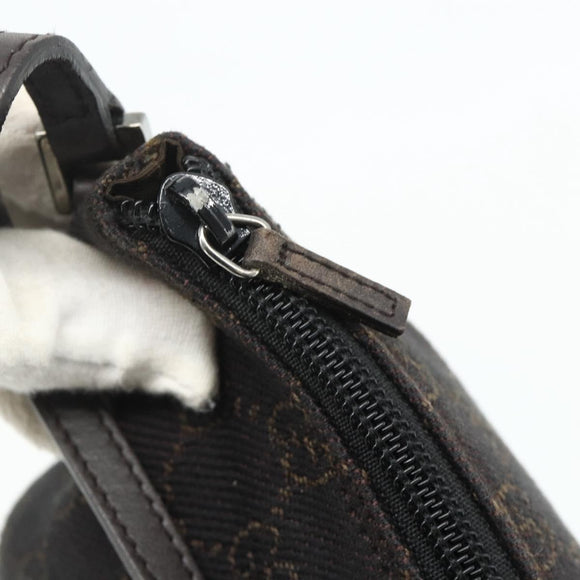 GUCCI GG Canvas Accessory Pouch Dark Brown Silver 07198 Auth 179616A