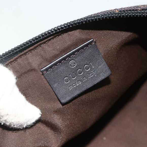 GUCCI GG Canvas Accessory Pouch Dark Brown Silver 07198 Auth 179616A