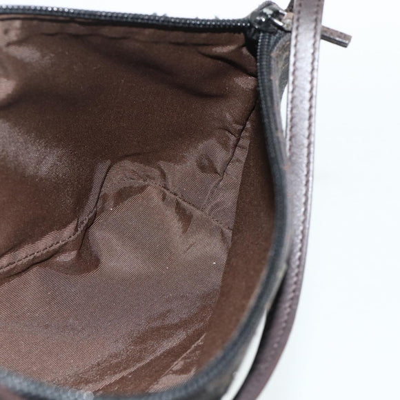 GUCCI GG Canvas Accessory Pouch Dark Brown Silver 07198 Auth 179616A