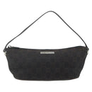 GUCCI GG Canvas Accessory Pouch Dark Brown Silver 07198 Auth 179616A-13