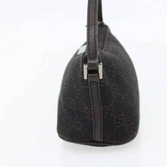 GUCCI GG Canvas Accessory Pouch Dark Brown Silver 07198 Auth 179616A