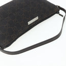 GUCCI GG Canvas Accessory Pouch Dark Brown Silver 07198 Auth 179616A-7