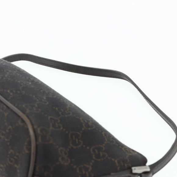 GUCCI GG Canvas Accessory Pouch Dark Brown Silver 07198 Auth 179616A