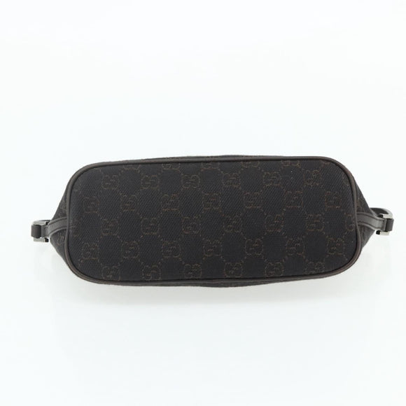 GUCCI GG Canvas Accessory Pouch Dark Brown Silver 07198 Auth 179616A