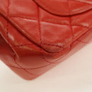 CHANEL Chain Mini Matelasse 19 Bag Lamb Skin Red Silver CC Auth 179620SAV-12