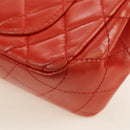 CHANEL Chain Mini Matelasse 19 Bag Lamb Skin Red Silver CC Auth 179620SAV-13