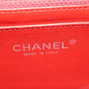 CHANEL Chain Mini Matelasse 19 Bag Lamb Skin Red Silver CC Auth 179620SAV-18